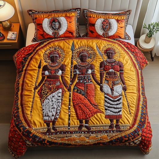 African Wonders 3-Piece Quilted Bedding Set NCU0DK7821