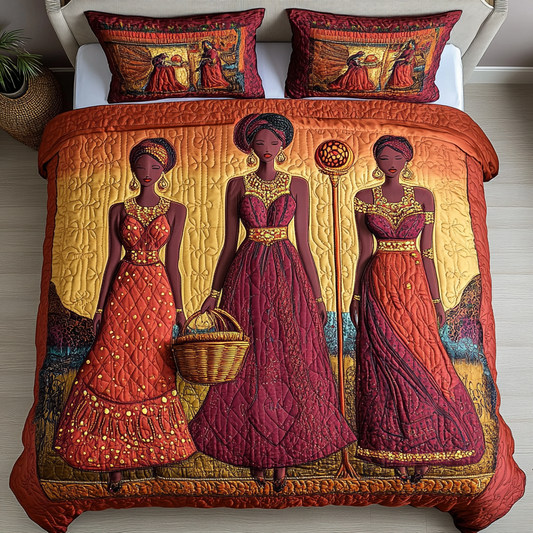 Afro Glow 3-Piece Quilted Bedding Set NCU0VH5505