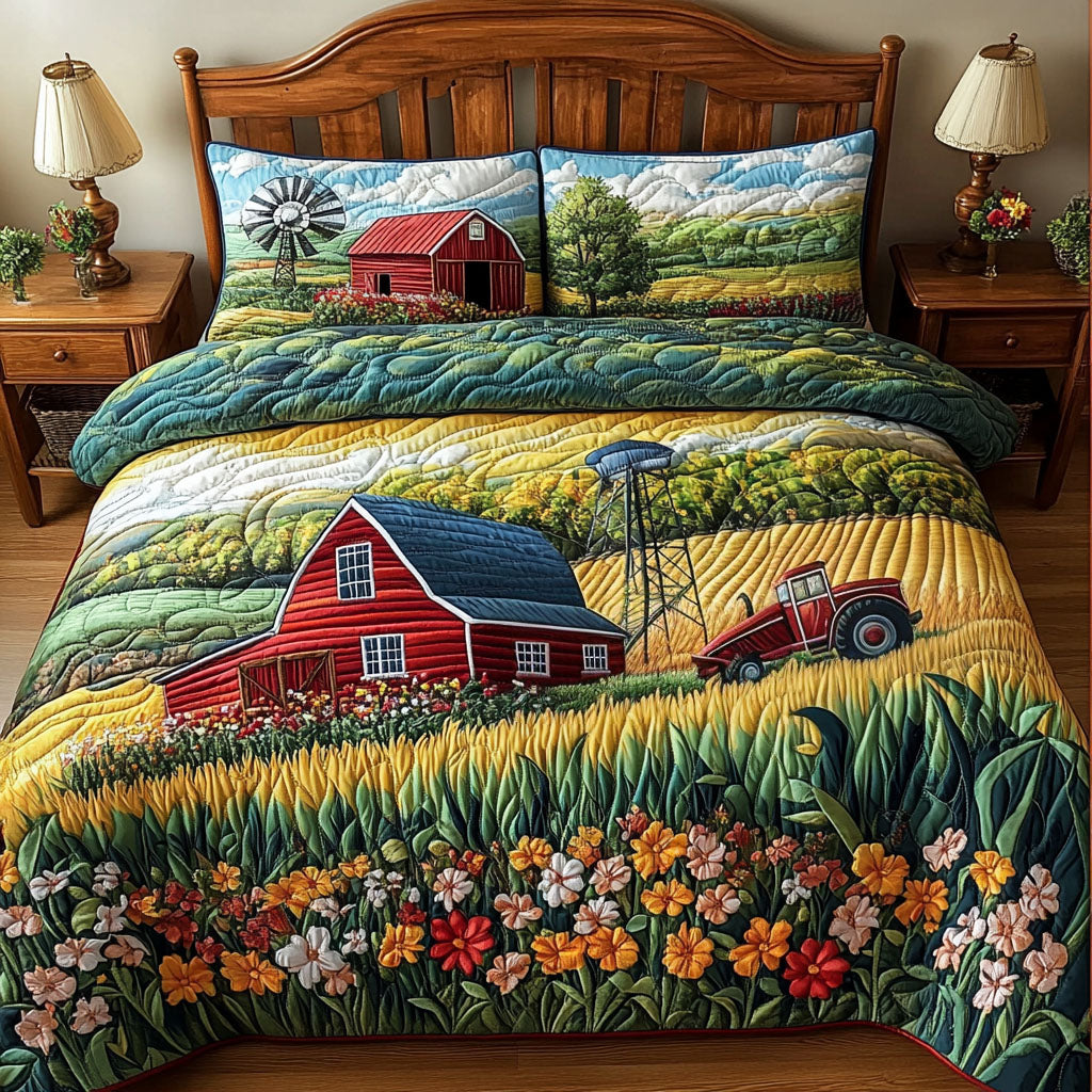 Agricultural Bliss 3-Piece Quilted Bedding Set NCU0PT5647