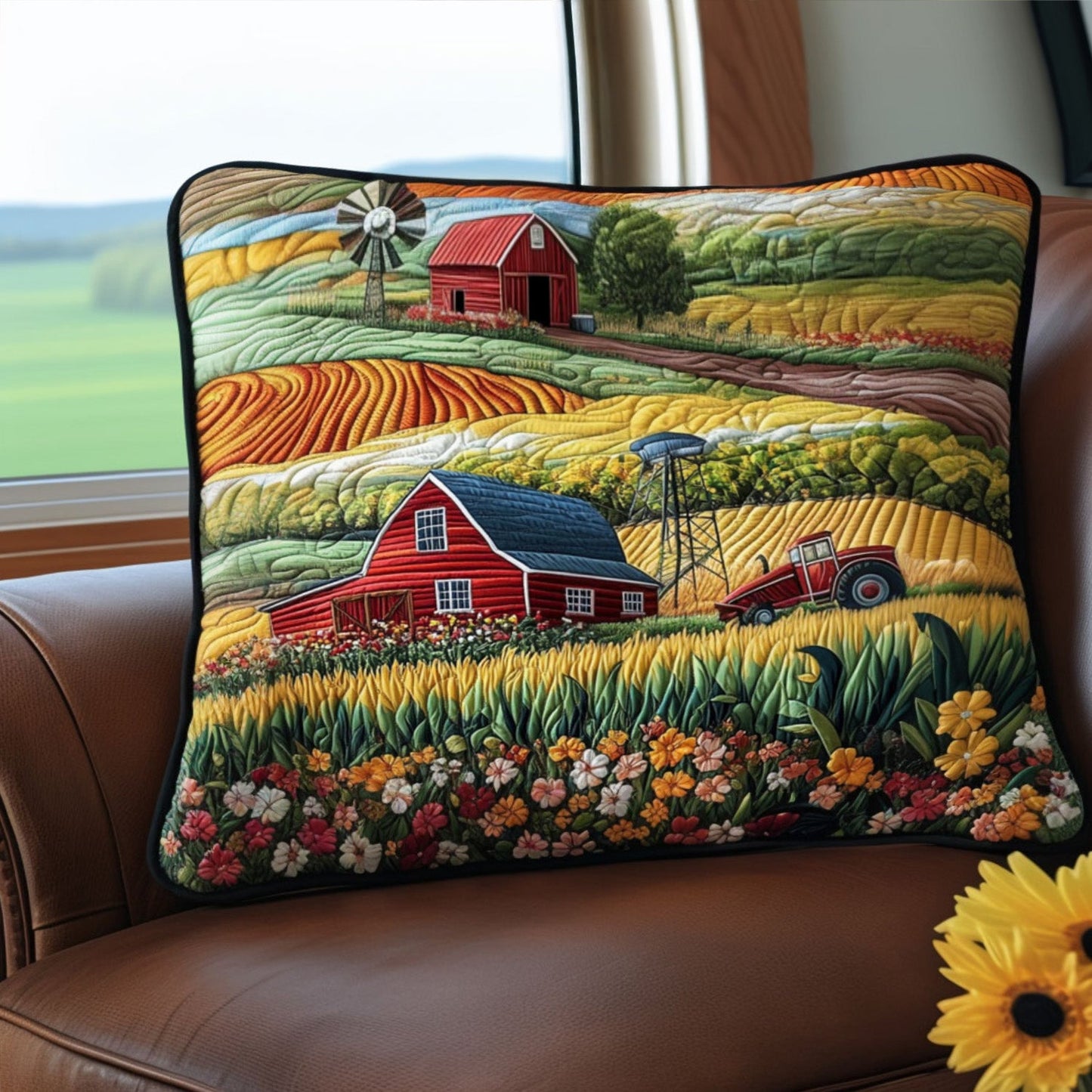 Agricultural Bliss Quilted Bedding Pillow Case NCU0PT5978