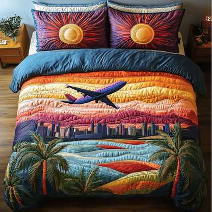 Airplane Journey 3-Piece Quilted Bedding Set NCU0DK7868