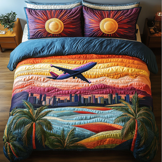 Airplane Journey 3-Piece Quilted Bedding Set NCU0DK7868