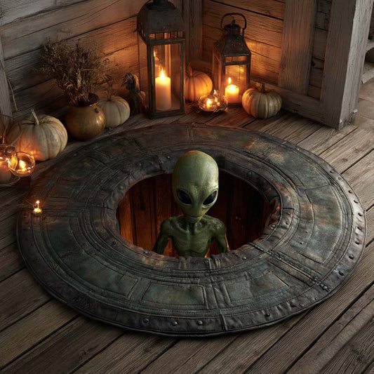 Alien Visitor Quilted Round Mat NCU0XD953
