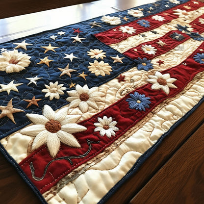 All-American Floral Quilted Table Runner NCU0PT4838