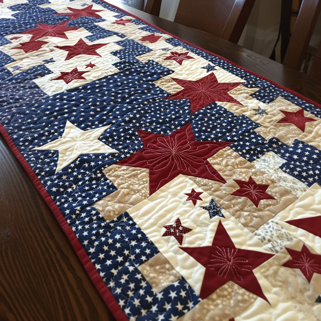 All-American Starscape Quilted Table Runner NCU0PT5189