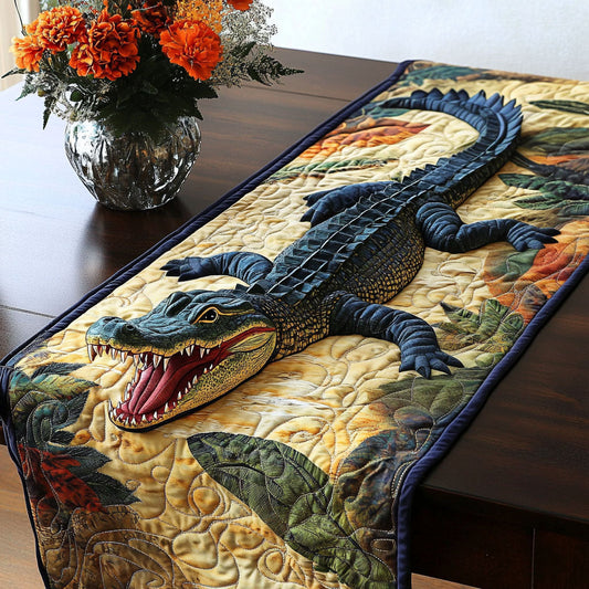 Alligator On the Hunt Quilted Table Runner NCU0NT5247