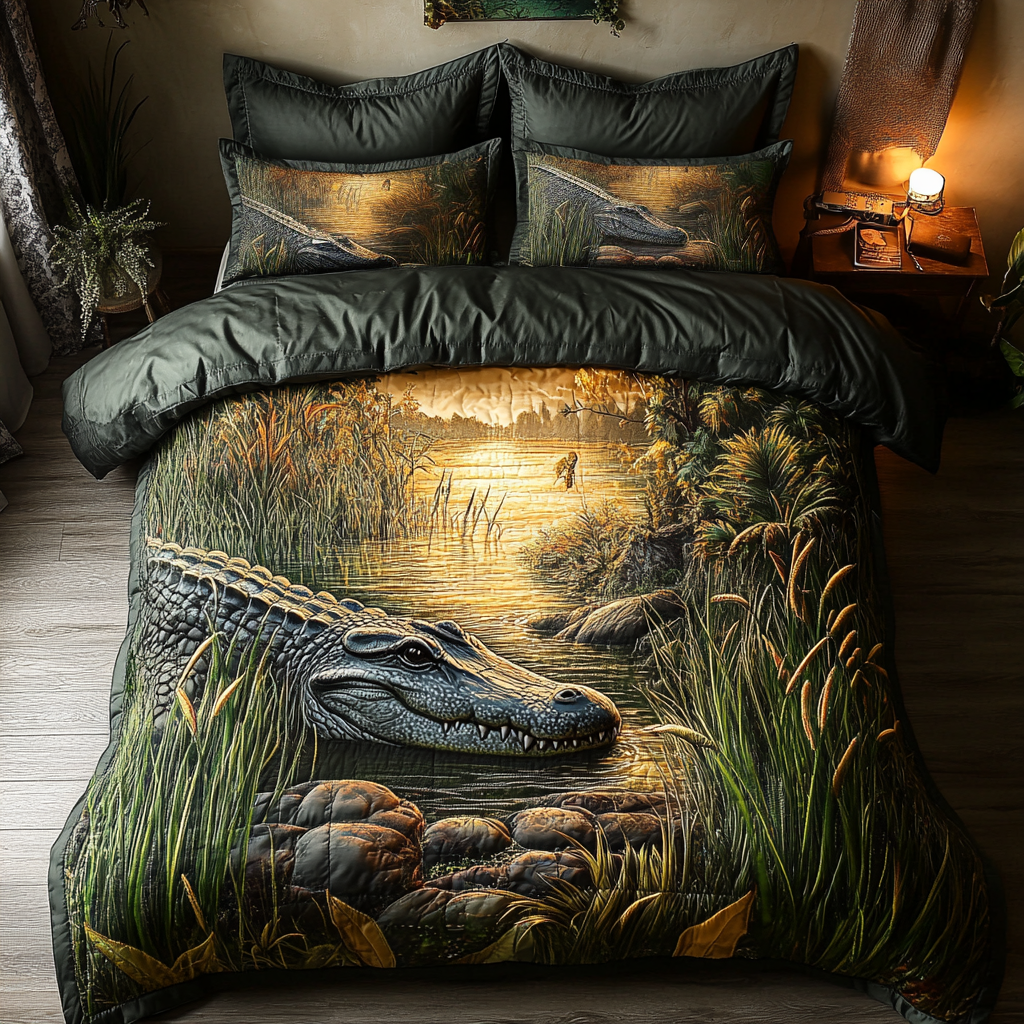 Alligator River 3-Piece Quilted Bedding Set NCU0DK8872
