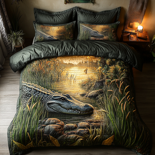 Alligator River 3-Piece Quilted Bedding Set NCU0DK8872