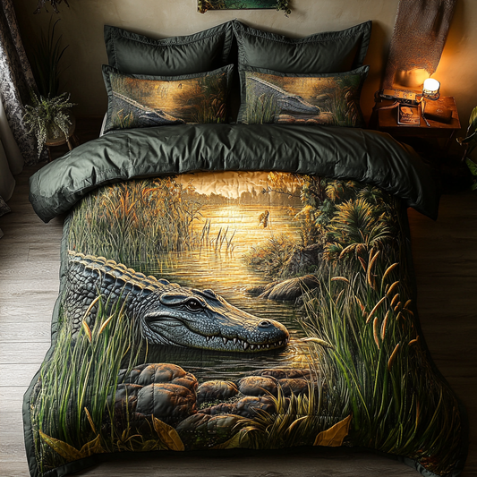 Alligator River 3-Piece Quilted Bedding Set NCU0DK8872