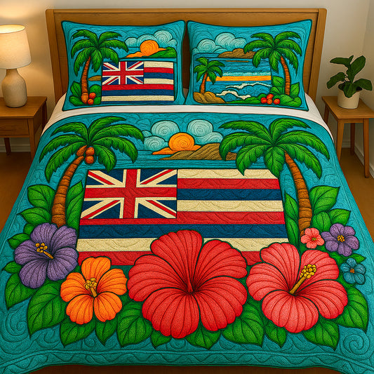Aloha Spirit 3-Piece Quilted Bedding Set NCU0NT5810