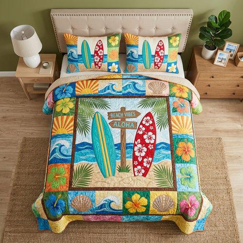 Aloha Beach Vibes 3-Piece Quilted Bedding Set NCU0HH2014
