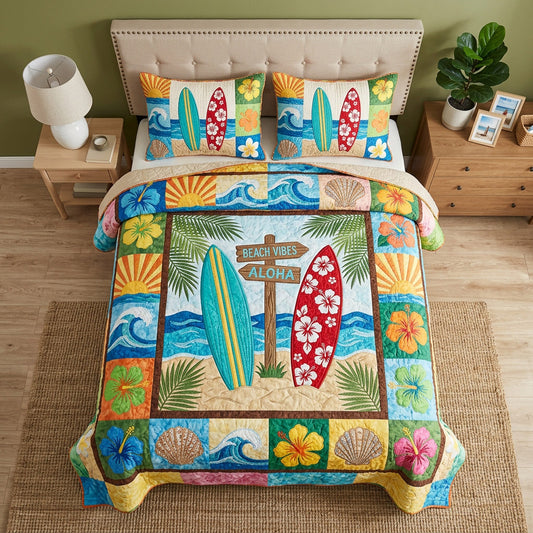 Aloha Beach Vibes 3-Piece Quilted Bedding Set NCU0HH2014