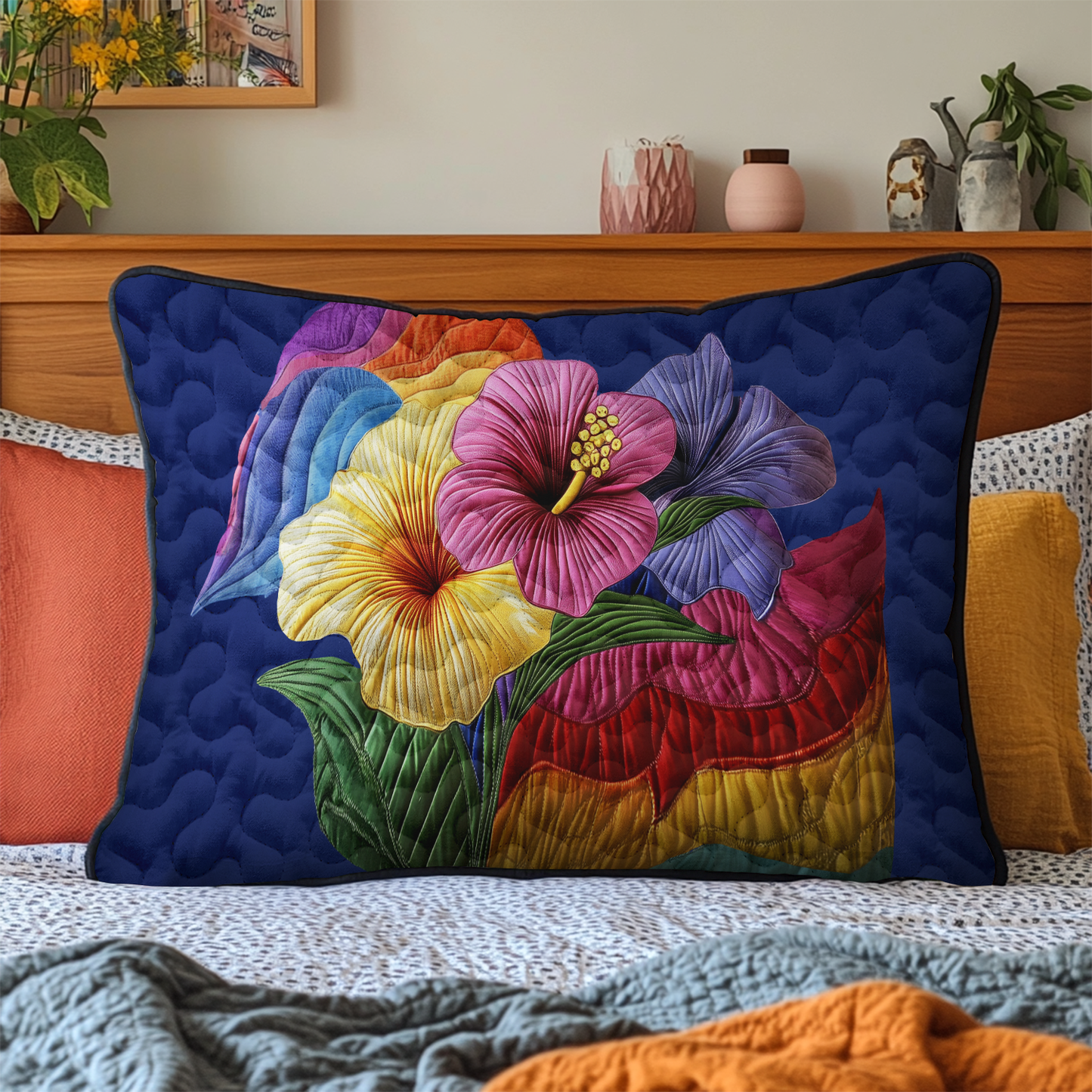 Aloha Blossom Quilted Bedding Pillow Case NCU0DK6175