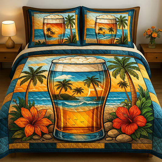 Aloha Comfort 3-Piece Quilted Bedding Set NCU0VL1962