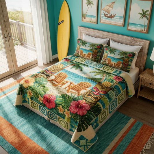Aloha Spirit 3-Piece Quilted Bedding Set NCU0PT11699