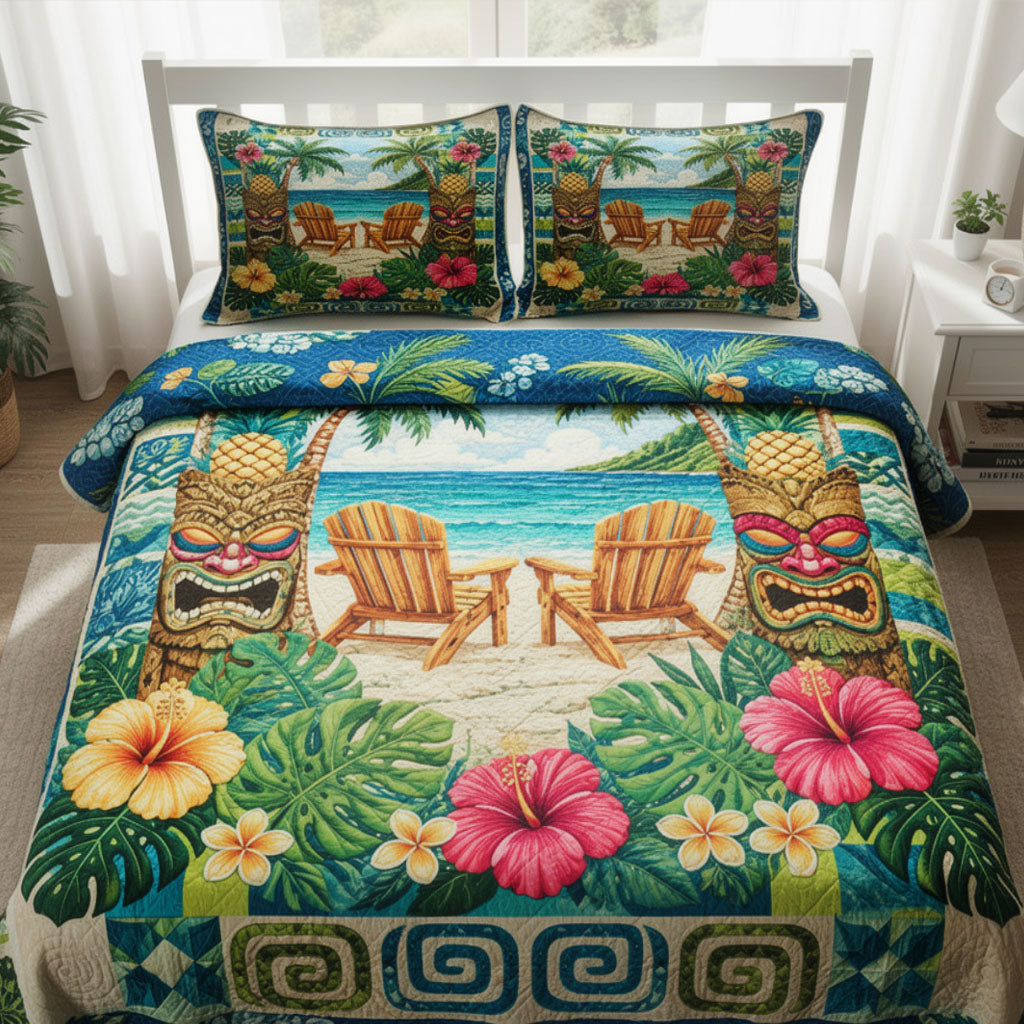 Aloha Spirit 3-Piece Quilted Bedding Set NCU0PT11699