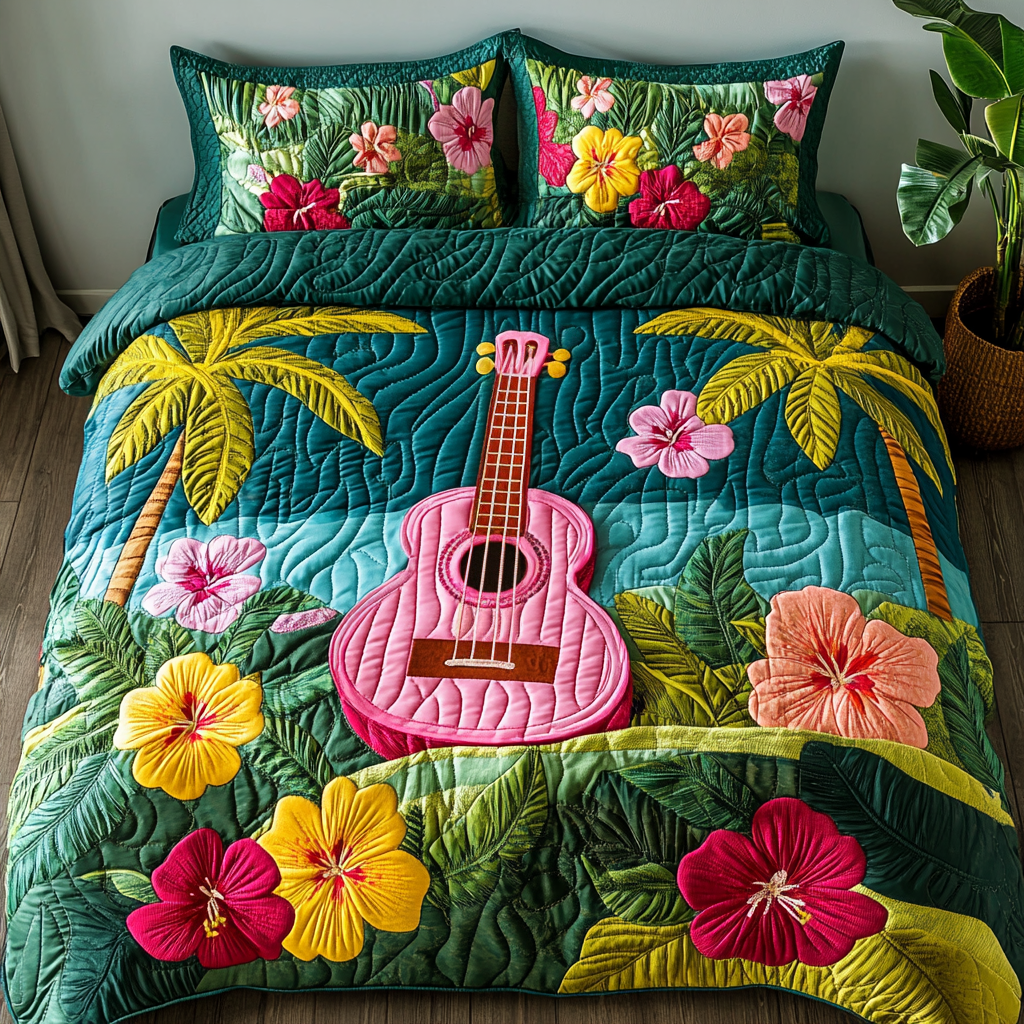 Aloha Vibes 3-Piece Quilted Bedding Set NCU0DK5875