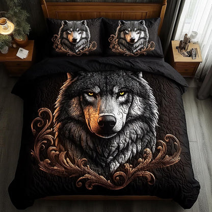 Alpha Wolf 3-Piece Quilted Bedding Set NCU0DV9558