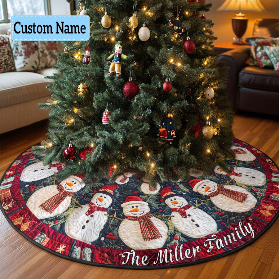 Alpine Joy Personalized Custom Quilted Christmas Tree Skirt