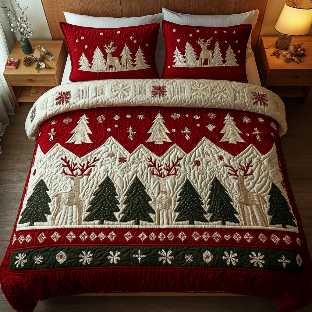 Alpine Bliss 3Piece Quilted Bedding Set NCU0VH464 Vantique