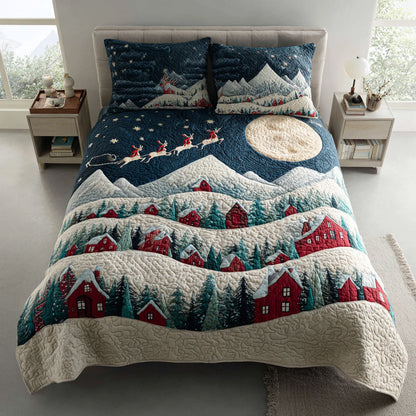 Alpine Christmas Village 3-Piece Quilted Bedding Set NCU0HH877