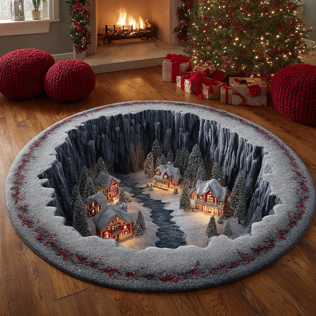 Alpine Christmas Village Round Carpet NCU0HH1115