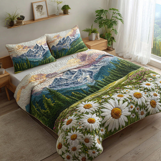 Alpine Daisy Meadow 3-Piece Quilted Bedding Set NCU0VL3040