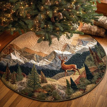 Alpine Deer Quilted Christmas Tree Skirt NCU0HH910