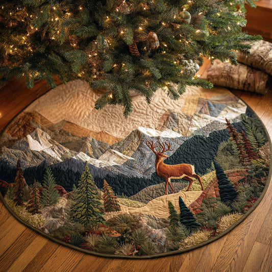 Alpine Deer Quilted Christmas Tree Skirt NCU0HH910