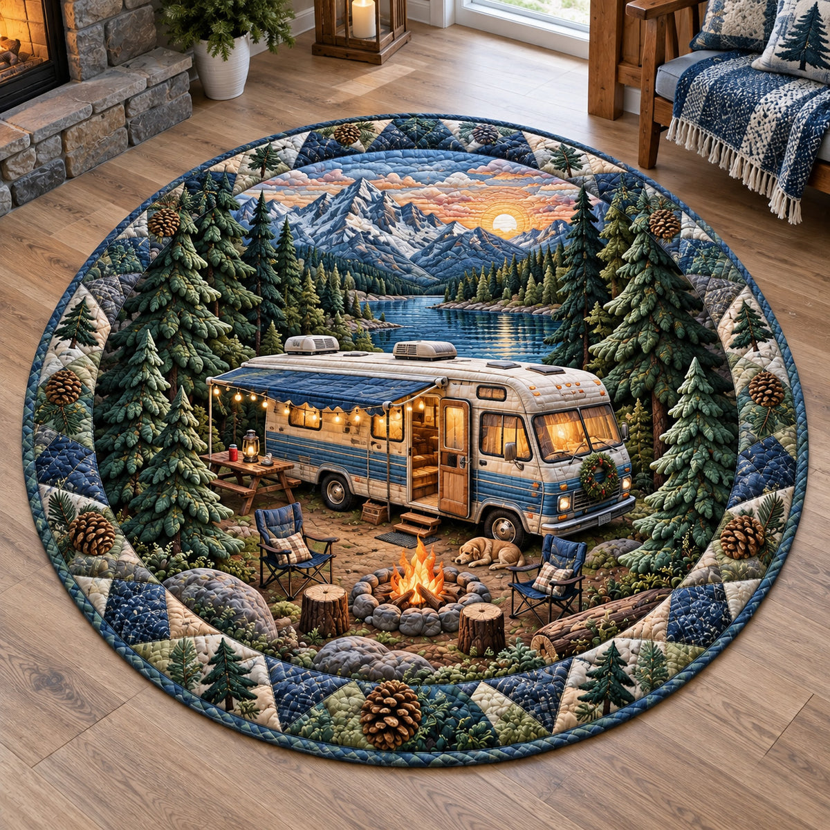 Alpine Escape Quilted Round Mat NCU0TV2153