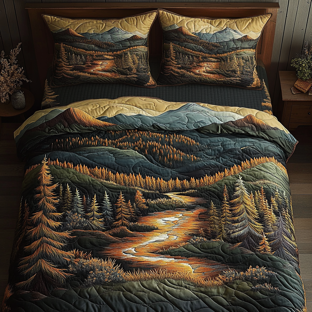 Alpine Flame 3-Piece Quilted Bedding Set NCU0VL2226