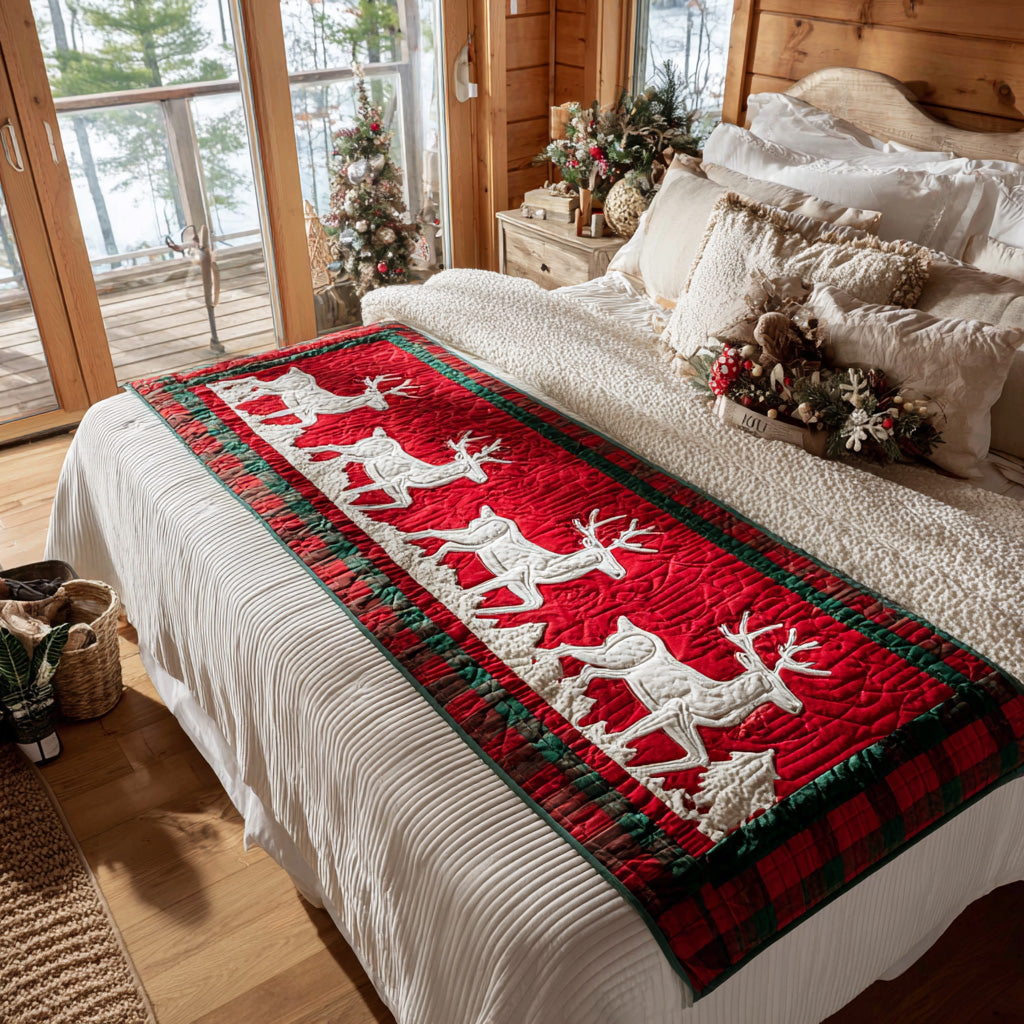 Alpine Reindeer Quilted Bed Runner NCU0DV7620