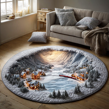Alpine Snow Track Quilted Round Mat NCU0TD1671