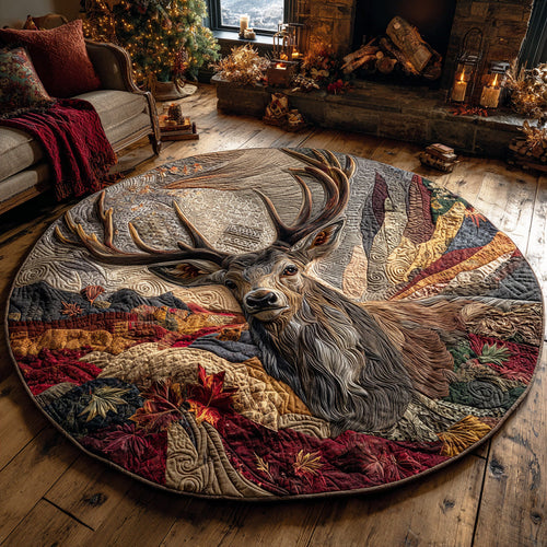 Alpine Stag Quilted Round Mat NCU0TD2073
