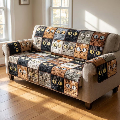 Amber Cat Muse Quilted Sofa Cover NCU0HH1946