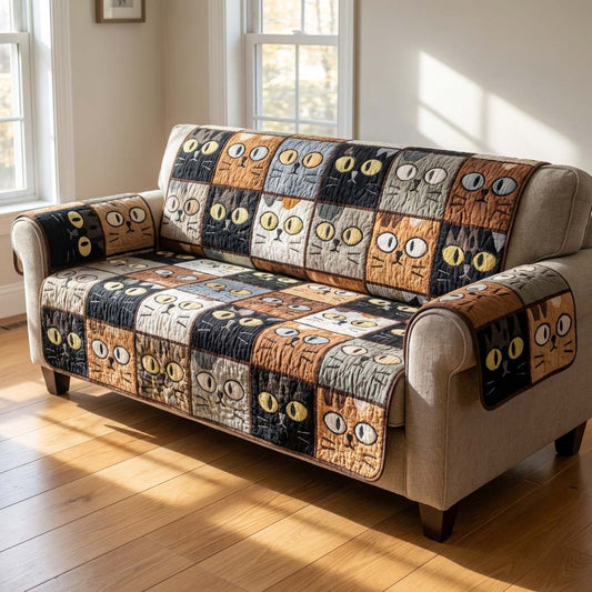 Amber Cat Muse Quilted Sofa Cover NCU0HH1946