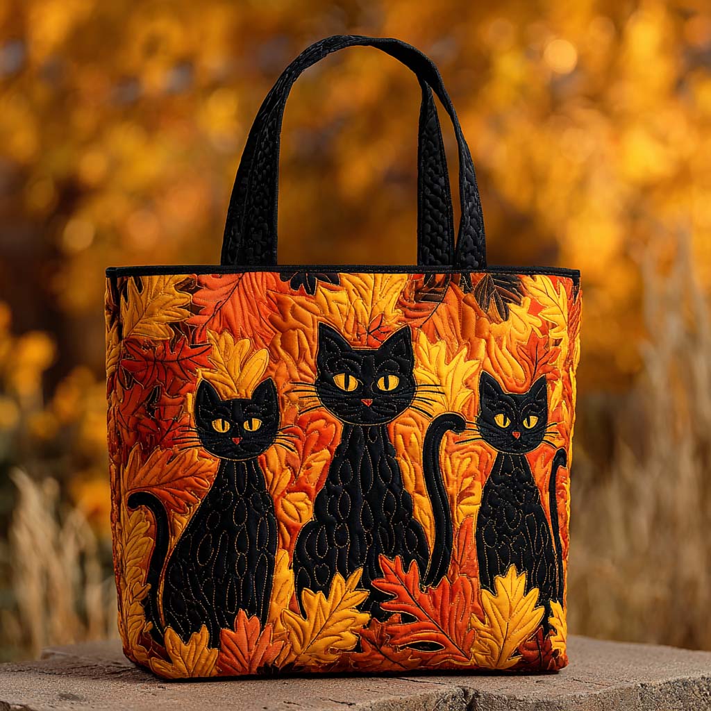 Amber Eyes Cat Quilted Tote Bag NCU0TD154
