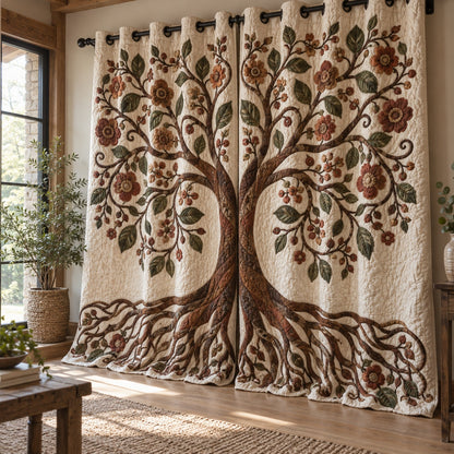Amber Floral Awakening Quilted Curtains NCU0VL3985