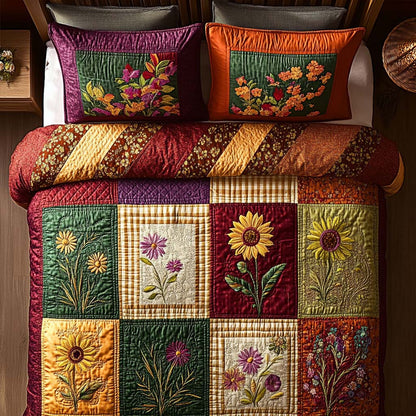 Amber Floral Whisper 3-Piece Quilted Bedding Set NCU0NT8382