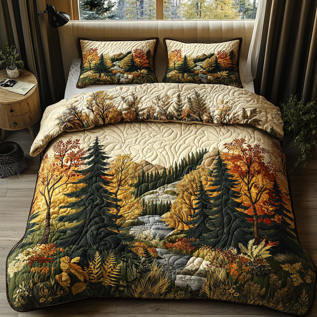 Amber Forest 3-Piece Quilted Bedding Set NCU0DV5312