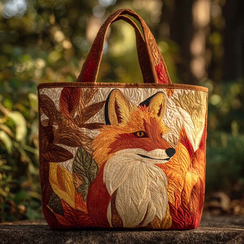 Amber Forest Fox Quilted Tote Bag NCU0TD134
