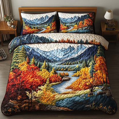 Amber Forest Path 3-Piece Quilted Bedding Set NCU0NT9344