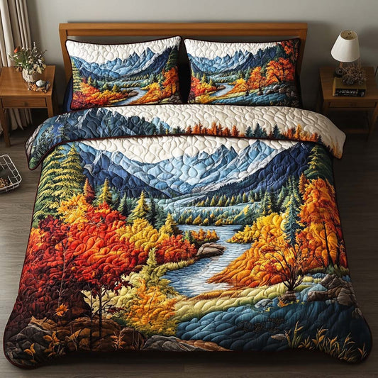Amber Forest Path 3-Piece Quilted Bedding Set NCU0NT9344