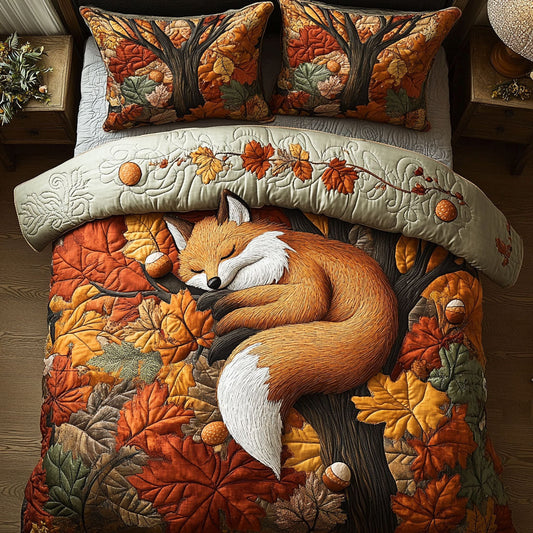 Amber Fox Glow 3-Piece Quilted Bedding Set NCU0PT7914