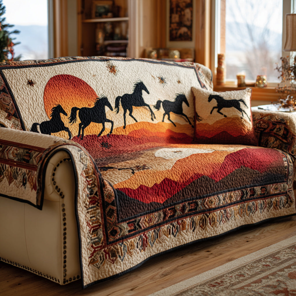 Amber Horse Dusk Quilted Sofa Cover NCU0HH1602