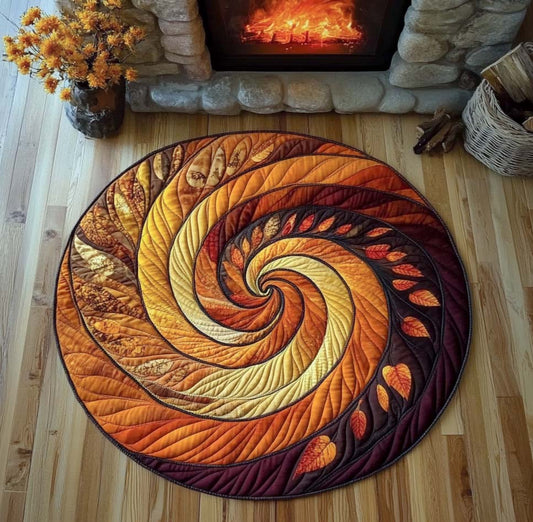 Amber Leaf Spiral Quilted Round Mat NCU0XD145