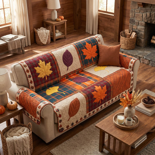 Amber Leaves Quilted Sofa Cover NCU0TD2867