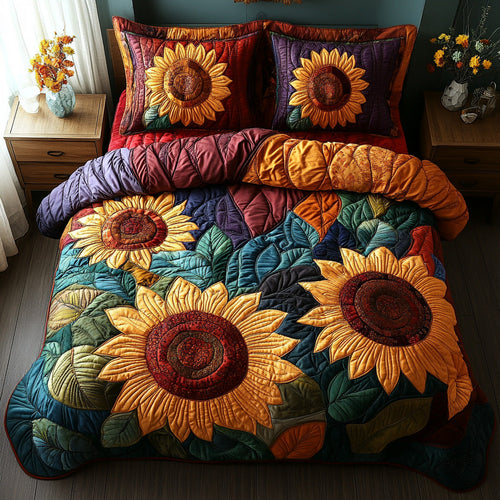 Amber Petals 3-Piece Quilted Bedding Set NCU0DV6696