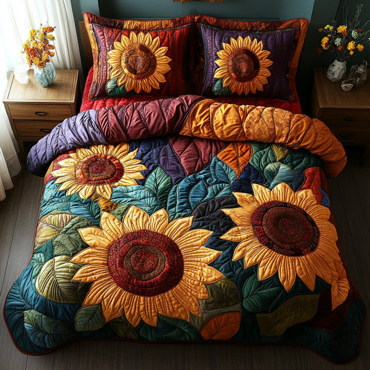 Amber Petals 3-Piece Quilted Bedding Set NCU0DV6696