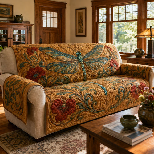 Amber Poppy Flight Quilted Sofa Cover NCU0VL3813
